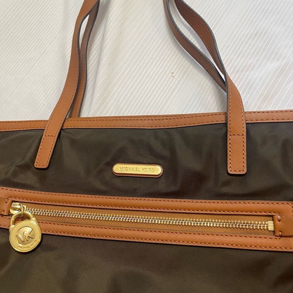Michael Kors Brown Nylon Kempton Tote Purse - Picture 2 of 10